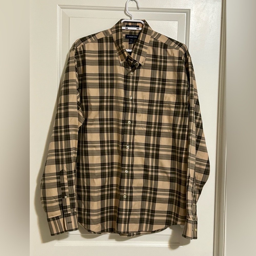 Lands' End plaid button down shirt L/16-16.5